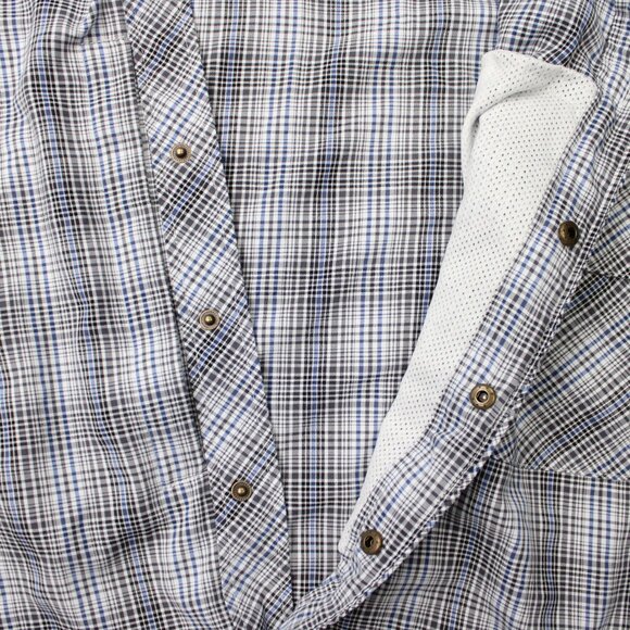 PROPPER Shirt Mens Large Regular Black/Blue Snap Button Polyester Long Sleeve - Picture 9 of 16